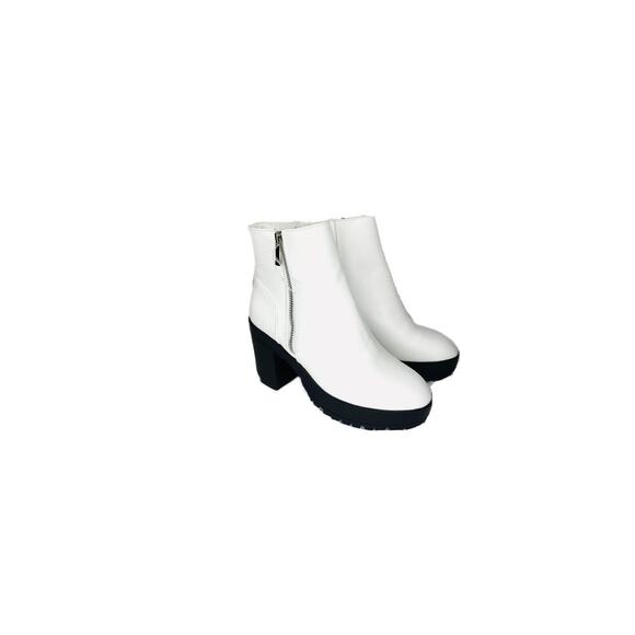 French Connection 10 jasmine Chunky Ankle Boots White Block Heel *display unit - Picture 2 of 8